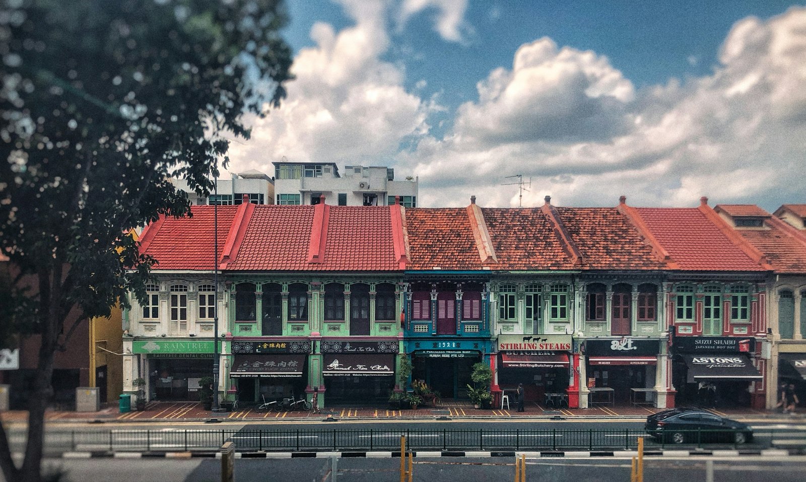 Colourful heritage shophouses lining Joo Chiat Road in Singapore